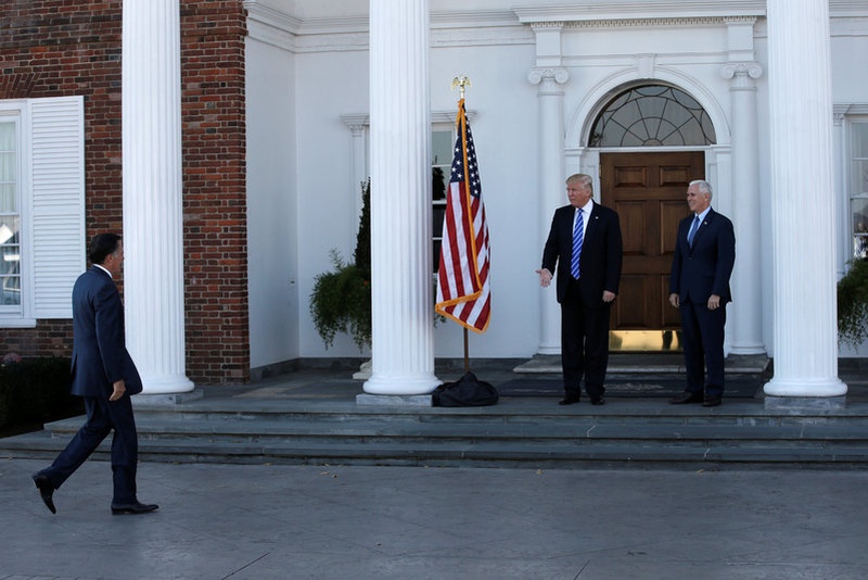 Trump and Romney, once bitter rivals, smile and shake hands