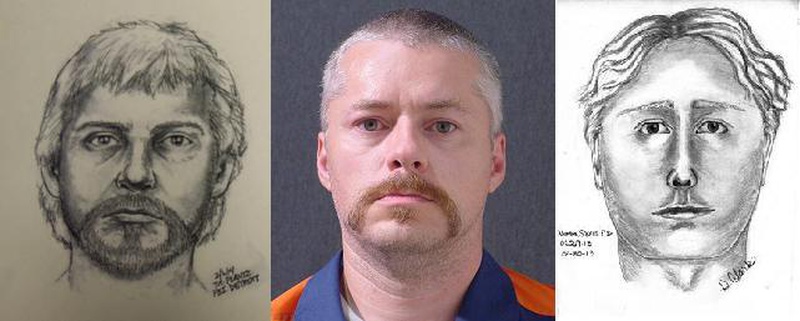 Left to right, Kalamazoo Sketch of Rape Suspect, MDOC mugshot of <b>Brad Mason</b>, - df67fff624e17e27863b58e1f3c7ca2f