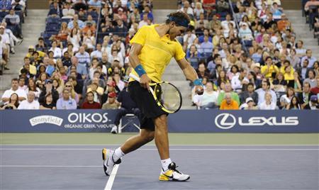 Rafael Nadal of Spain celebrates a point against Nicolas Kiefer of Germany during their match at the U.S. Open tennis tournament in New York, September 4, 2009. REUTERS/Jeff Zelevansky
Rafael Nadal of Spain celebrates a point against Nicolas Kiefer of Germany during their match at the U.S. Open tennis tournament in New York, September 4, 2009. REUTERS/Jeff Zelevansky
