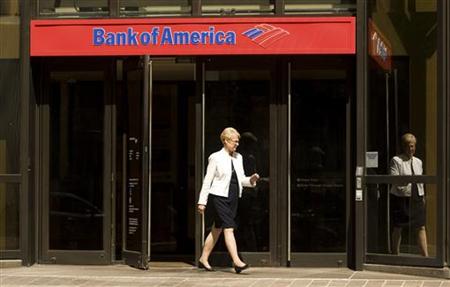 




A woman walks out of a Bank of America branch in Charlotte, North Carolina July 17, 2009. REUTERS/Chris Keane

