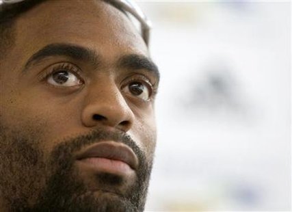 




Athlete Tyson Gay of the U.S. speaks during a news conference in Berlin August 13, 2009. REUTERS/Thomas Peter

