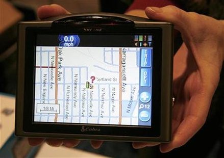 




The Cobra Nav One 5000 portable mobile navigation system is displayed at the Consumer Electronics Show (CES) Unveiled event in Las Vegas, Nevada January 5, 2008. REUTERS/Rick Wilking

