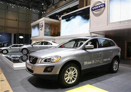 




The XC60 Volvo model is displayed during the first media day of the 79th Geneva Car Show at the Palexpo in Geneva March 3, 2009. REUTERS/Denis Balibouse

