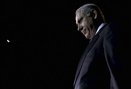 Israel's Prime Minister Benjamin Netanyahu leaves the stage after speaking during the Israeli Presidential Conference in Jerusalem October 20, 2009.REUTERS/Gali Tibbon/Pool
Israel's Prime Minister Benjamin Netanyahu leaves the stage after speaking during the Israeli Presidential Conference in Jerusalem October 20, 2009.REUTERS/Gali Tibbon/Pool