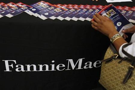 




A woman takes a brochure detailing how homeowners can make their mortgage payments more affordable at the Fannie Mae booth set up at the Housing Rescue Fair, part of the National Urban League's Economic Empowerment Tour, in Dallas, Texas June 13, 2009. REUTERS/Jessica Rinaldi

