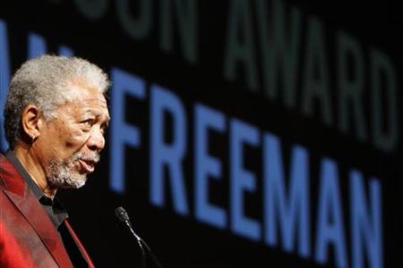 Actor Morgan Freeman addresses his speech after getting the Golden Icon Award at Zurich's Film Festival October 3, 2009. REUTERS/Christian Hartmann
Actor Morgan Freeman addresses his speech after getting the Golden Icon Award at Zurich's Film Festival October 3, 2009. REUTERS/Christian Hartmann