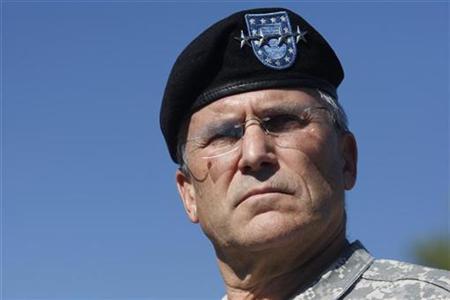 
Army Chief of Staff General George Casey addresses the media at the Fort Hood Army Post in Fort Hood, Texas November 6, 2009. REUTERS/Jessica Rinaldi
