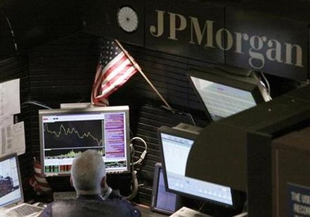 A trader works in the J.P. Morgan stall on floor of the New York Stock Exchange, September 14, 2009. REUTERS/Brendan McDermid
A trader works in the J.P. Morgan stall on floor of the New York Stock Exchange, September 14, 2009. REUTERS/Brendan McDermid