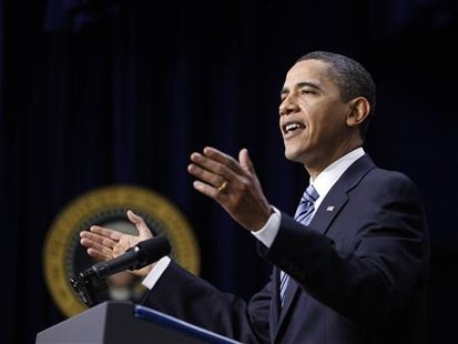 President Barack Obama announces funding of $600 million awards to the construction and renovation of 85 community health centers and the implementation of electronic health records, in the Eisenhower Executive Office Building near the White House in Washington December 9, 2009. REUTERS/Jason Reed
President Barack Obama announces funding of $600 million awards to the construction and renovation of 85 community health centers and the implementation of electronic health records, in the Eisenhower Executive Office Building near the White House in Washington December 9, 2009. REUTERS/Jason Reed