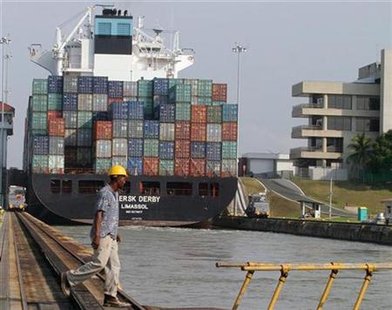 A container ship moves through the Panama Canal on its way to the Atlantic ocean in a file photo. REUTERS/File
A container ship moves through the Panama Canal on its way to the Atlantic ocean in a file photo. REUTERS/File