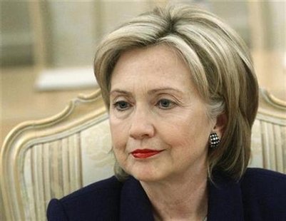 Secretary of State Hillary Clinton is pictured during a meeting with Russia's Foreign Minister Sergei Lavrov in Moscow, October 13, 2009. REUTERS/Ivan Sekretarev/Pool
Secretary of State Hillary Clinton is pictured during a meeting with Russia's Foreign Minister Sergei Lavrov in Moscow, October 13, 2009. REUTERS/Ivan Sekretarev/Pool