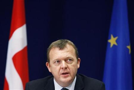 
Denmark's Prime Minister Lars Lokke Rasmussen addresses a news conference at the end of a two-day European Union leaders summit in Brussels December 11, 2009. REUTERS/Yves Herman
