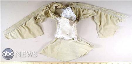 
A slightly charred and singed underpants with a packet of explosive powder sewn into the crotch is seen in government photos obtained exclusively by ABC News, released to Reuters, December 28, 2009. REUTERS/ABC News/Handout
