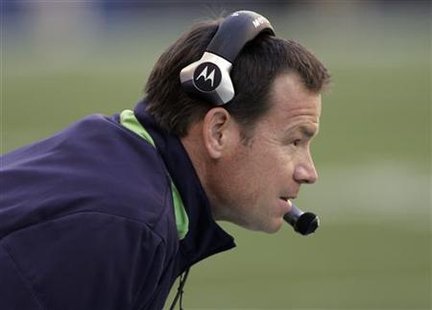 Seattle Seahawks head coach Jim Mora watches from the sidelines during the third quarter of their NFL football game against Jacksonville Jaguars in Seattle, Washington, October 11, 2009. REUTERS/Robert Sorbo
Seattle Seahawks head coach Jim Mora watches from the sidelines during the third quarter of their NFL football game against Jacksonville Jaguars in Seattle, Washington, October 11, 2009. REUTERS/Robert Sorbo