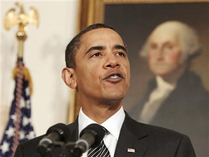 U.S. President Barack Obama makes a statement about Haiti in the Diplomatic Reception Room at the White House in Washington, January 15, 2010. Obama said on Friday that Haiti's earthquake had inflicted "heartbreaking" losses and pledged America would do what it takes to save lives and get the country back on its feet. REUTERS/Larry Downing (UNITED STATES - Tags: POLITICS DISASTER)
U.S. President Barack Obama makes a statement about Haiti in the Diplomatic Reception Room at the White House in Washington, January 15, 2010. Obama said on Friday that Haiti's earthquake had inflicted "heartbreaking" losses and pledged America would do what it takes to save lives and get the country back on its feet. REUTERS/Larry Downing (UNITED STATES - Tags: POLITICS DISASTER)