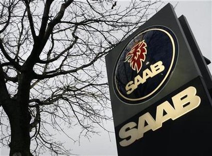 The SAAB logo is seen at Patrick Saab in Schaumburg, Illinois, November 24, 2009. REUTERS/John Gress
The SAAB logo is seen at Patrick Saab in Schaumburg, Illinois, November 24, 2009. REUTERS/John Gress
