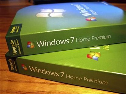 
Packages of the new Windows operating system, Windows 7 sit on a desk before being installed in Golden, Colorado October 22, 2009. REUTERS/Rick Wilking
