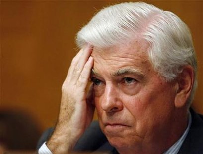 Senate Banking Committee Chairman Christopher Dodd listens to a testimony at the Senate Banking Committee on Capitol Hill in Washington in this July 23, 2009 file photo. REUTERS/Larry Downing/Files
Senate Banking Committee Chairman Christopher Dodd listens to a testimony at the Senate Banking Committee on Capitol Hill in Washington in this July 23, 2009 file photo. REUTERS/Larry Downing/Files