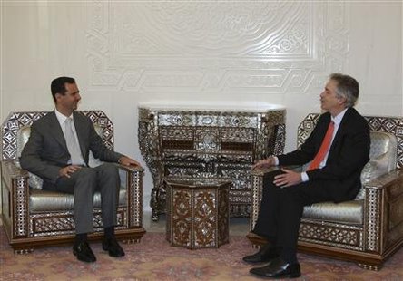 
Syria's President Bashar al-Assad (L) meets U.S. Under Secretary of State William Burns, in Damascus February 17, 2010. REUTERS/Khaled al-Hariri
