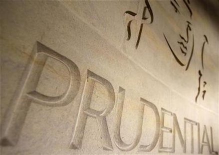 
The logo of British life insurer Prudential is seen on their building, in London October 21, 2008. he first nine months of the year. REUTERS/Stephen Hird

