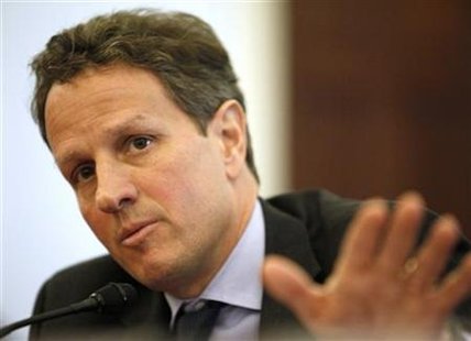 
Treasury Secretary Timothy Geithner testifies before the House Budget Committee on the Treasury Department's Fiscal Year 2011 Budget in Washington February 24, 2010. REUTERS/Richard Clement
