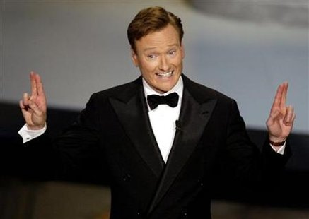 Talk show host Conan O'Brien hosts the 54th annual Emmy Awards in Los Angeles September 22, 2002.
Talk show host Conan O'Brien hosts the 54th annual Emmy Awards in Los Angeles September 22, 2002.