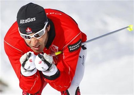 
Blind cross country skier Brian McKeever trains at the Canmore Nordic Centre in Alberta, February 3, 2010. REUTERS/Todd Korol
