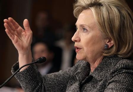 
Secretary of State Hillary Clinton testifies before the Senate Foreign Relations Committee on Capitol Hill in Washington February 24, 2010. REUTERS/Yuri Gripas

