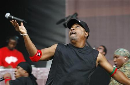 
Musician Carlton "Chuck D" Ridenhour performs with "Public Enemy" during the Rock The Bells Festival in New York in this July 28, 2007 file photo. REUTERS/Lucas Jackson
