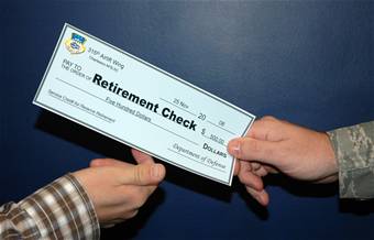 Retirement check. Retirement check.