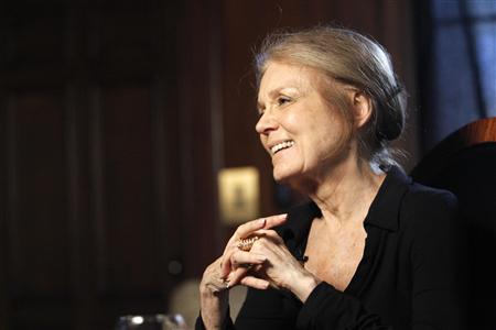 
Pioneering feminist Gloria Steinem smiles while she is being interviewed in Beverly Hills, California March 16, 2010. As she turns 76 next week, the woman who walked the front lines of American feminism in the 1960s and 1970s -- often in a miniskirt, big glasses and buttons with colorful expletives -- celebrates her good health and "huge, huge leaps forward." REUTERS/Mario Anzuoni
