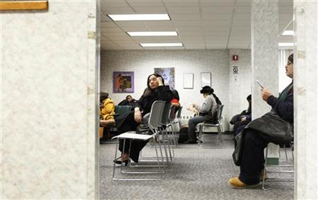 
A job seeker waits to be called in a lobby at a New York State Department of Labor recruitment office in New York in this January 6, 2010 file photo. REUTERS/Lucas Jackson
