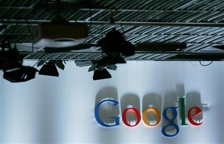 
The Google logo is shown prior to the unveiling of the Nexus One Android smartphone, the first mobile phone the internet company will sell directly to consumers, during a news conference at Google headquarters in Mountain View, California in this January 5, 2010 file photo. REUTERS/Robert Galbraith
