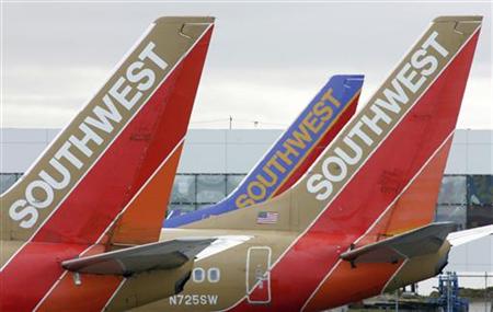 
Southwest Airlines planes prepare for departure from Oakland International Airport in Oakland, California in this May 29, 2006, file image. REUTERS/John Gress

