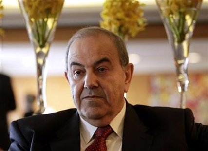 
Iraqi challenger Iyad Allawi attends an interview with Reuters in Beirut, March 19, 2010. REUTERS/Jamal Saidi
