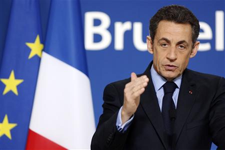 France's President Nicolas Sarkozy addresses a news conference at the end of an European Union leaders summit in Brussels March 26, 2010. REUTERS/Francois Lenoir
France's President Nicolas Sarkozy addresses a news conference at the end of an European Union leaders summit in Brussels March 26, 2010. REUTERS/Francois Lenoir