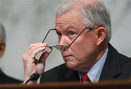 Senate Judiciary Committee ranking Republican Senator Jeff Sessions (R-AL) listens to the testimony of Supreme Court nominee Judge Sonia Sotomayor at committee confirmation hearings on Capitol Hill in Washington July 14, 2009. REUTERS/Jason Reed
Senate Judiciary Committee ranking Republican Senator Jeff Sessions (R-AL) listens to the testimony of Supreme Court nominee Judge Sonia Sotomayor at committee confirmation hearings on Capitol Hill in Washington July 14, 2009. REUTERS/Jason Reed