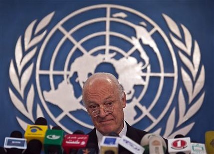 
Staffan De Mistura, the new Special Representative of the United Nations for Afghanistan, speaks during a news conference in Kabul March 23, 2010. REUTERS/Ahmad Masood

