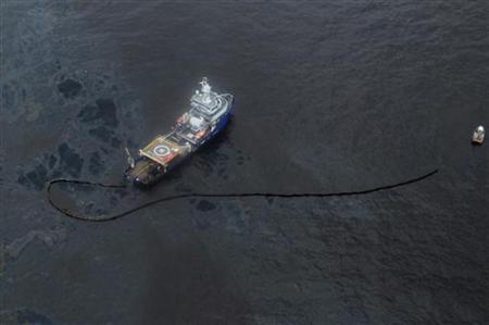 Crews work to collect oil near and around the location where the Deepwater Horizon oil platform sank, in this photo taken May 8, 2010. REUTERS/U.S. Coast Guard/Casey J. Ranel/Handout
Crews work to collect oil near and around the location where the Deepwater Horizon oil platform sank, in this photo taken May 8, 2010. REUTERS/U.S. Coast Guard/Casey J. Ranel/Handout