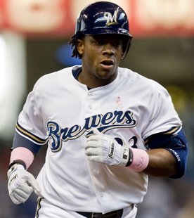 Rickie Weeks of the Milwaukee Brewers. Rickie Weeks of the Milwaukee Brewers.