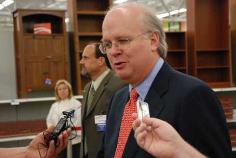 Karl Rove speaks to reporters at the Portage Meijer on Shaver Road Karl Rove speaks to reporters at the Portage Meijer on Shaver Road