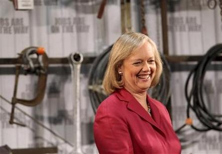 Former eBay Inc Chief Executive Meg Whitman laughs during a campaign appearance at a concrete company in Redwood City, California May 28, 2010. REUTERS/Robert Galbraith
Former eBay Inc Chief Executive Meg Whitman laughs during a campaign appearance at a concrete company in Redwood City, California May 28, 2010. REUTERS/Robert Galbraith