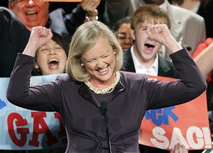 Gubernatorial candidate Meg Whitman celebrates after winning the Republican nomination for California governor in Los Angeles, California, June 8, 2010. REUTERS/Lucy Nicholson
Gubernatorial candidate Meg Whitman celebrates after winning the Republican nomination for California governor in Los Angeles, California, June 8, 2010. REUTERS/Lucy Nicholson