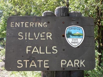A sign at the entrance to a state park.