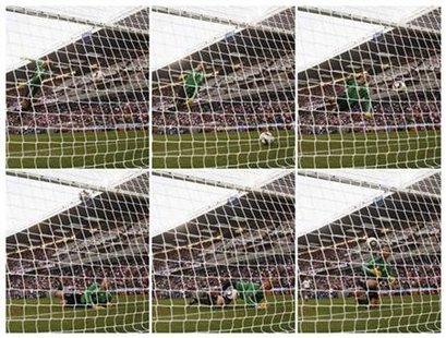Combination photo shows Germany's goalkeeper Manuel Neuer watching the ball cross the line during the 2010 World Cup second round soccer match against England at Free State stadium in Bloemfontein June 27, 2010. REUTERS/Eddie Keogh
Combination photo shows Germany's goalkeeper Manuel Neuer watching the ball cross the line during the 2010 World Cup second round soccer match against England at Free State stadium in Bloemfontein June 27, 2010. REUTERS/Eddie Keogh