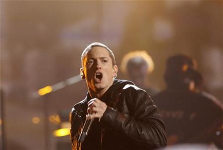 
Rapper Eminem performs 'Not Afraid' at the 2010 BET Awards in Los Angeles June 27, 2010. REUTERS/Mario Anzuoni
