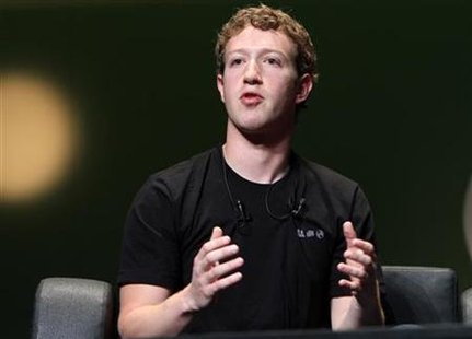 
Facebook CEO Mark Zuckerberg delivers a speech during a session at the Cannes Lions 2010 International Advertising Festival in Cannes, June 23, 2010. REUTERS/Sebastien Nogier
