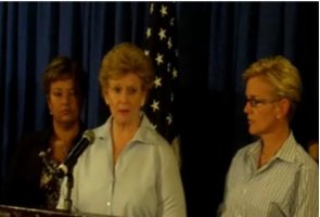 Michigan Senator Debbie Stabenow speaks as Governor Granholm and EPA Administrator Lisa Jackson look on. Michigan Senator Debbie Stabenow speaks as Governor Granholm and EPA Administrator Lisa Jackson look on.