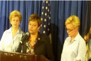 EPA Administrator Lisa Jackson speaks in Battle Creek about the Michigan oil spill.