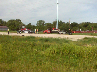 Crews respond to a crash at Ashland Ave. and Parkview Rd., Aug. 17, 2010. (courtesy of FOX 11).
